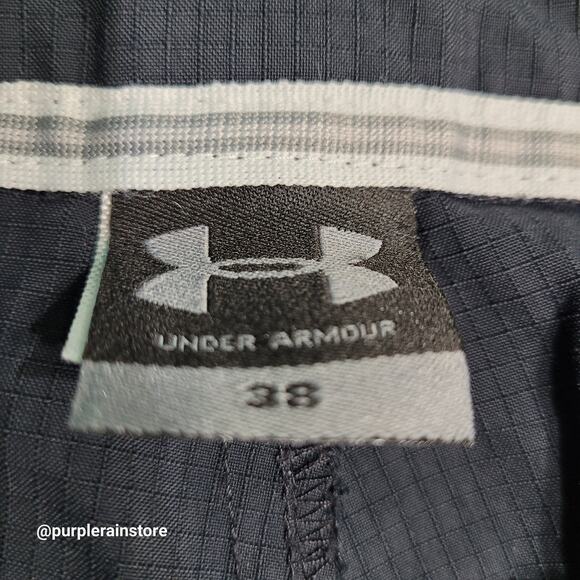 Under Armour Rip Stop Cargo Shorts 38 Measures 36 Embroidered Logo Navy Gorpcore - Picture 4 of 12